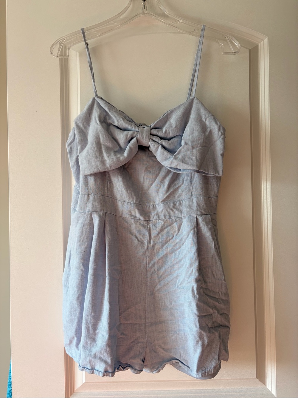 Altar'd State Light Blue Bow-Front Sleeper Romper